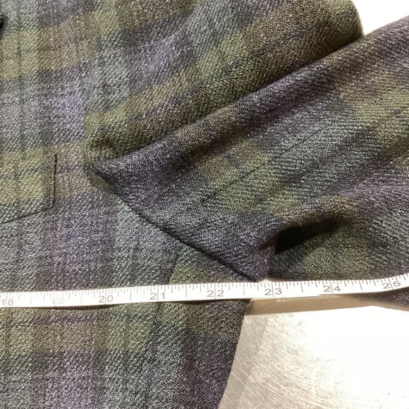 Tommy Hilfiger Men's Plaid Wool Blazer - Green & Navy Check - Classic Fit - Picture 5 of 8